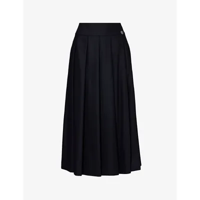 's Max Mara S Max Mara Womens Midnightblue Romolo Silver-tone-hardware Wool-blend Midi Skirt