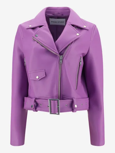 Stand Studio Violet Eco-leather Biker Jacket