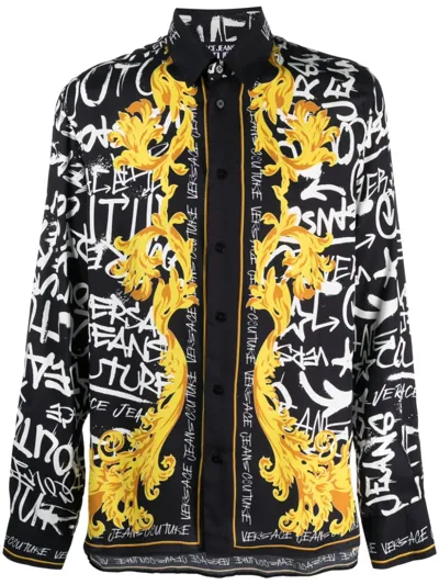 Versace Jeans Couture Logo-print Long-sleeve Shirt In Negro