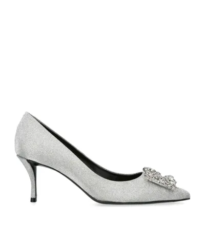 Roger Vivier 65mm Flower Strass Glittered Pumps In Silver