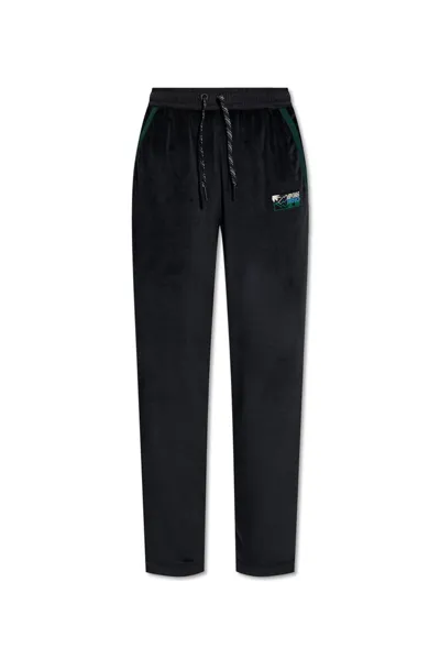 Moncler Grenoble Velvet Drawstring Track Pants In Black