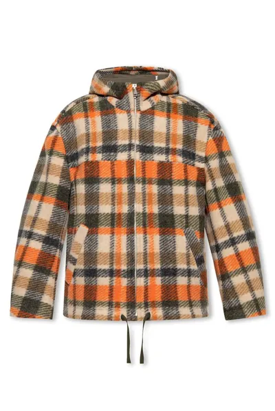 Isabel Marant Checked Zipped Jacket In Orange