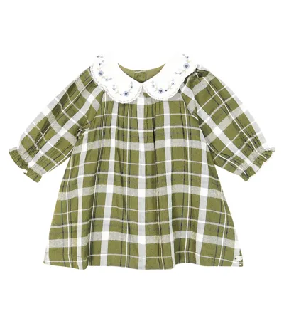 Tartine Et Chocolat Baby Checked Cotton-blend Dress In Green