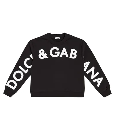 Dolce & Gabbana Kids' Logo-print Crew-neck Sweatshirt In Black