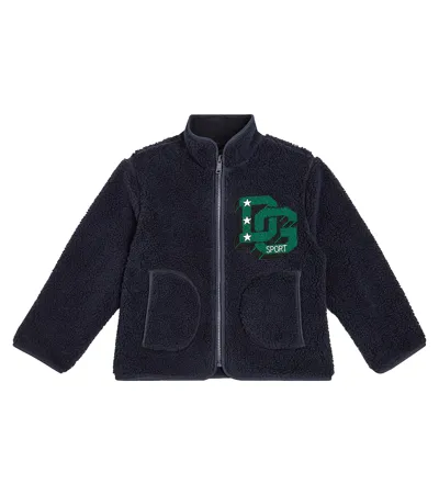 Dolce & Gabbana Kids' Logo Teddy Jacket In Blue