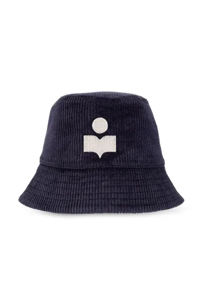 Isabel Marant Haley Logo Embroidered Corduroy Bucket Hat In Black