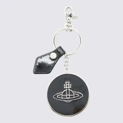 Vivienne Westwood Orb Logo Plaque Keyring In Black