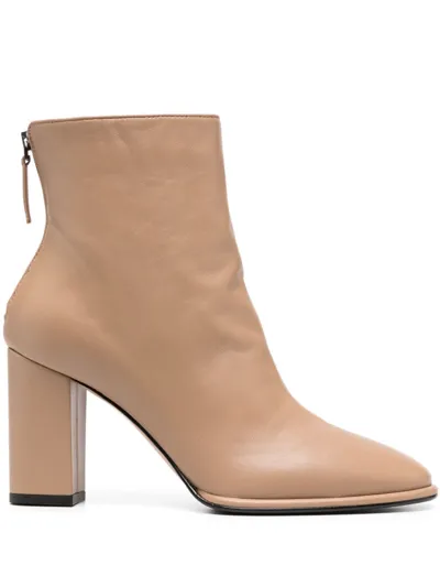 Le Silla Elsa 85mm Leather Ankle Boots In Neutrals