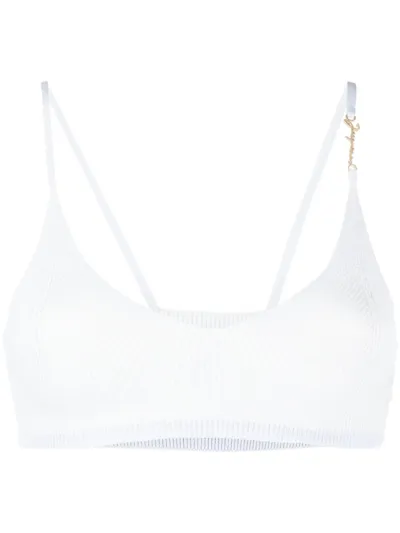 Jacquemus Le Bandeau Pralu Knitted Bra In Blue