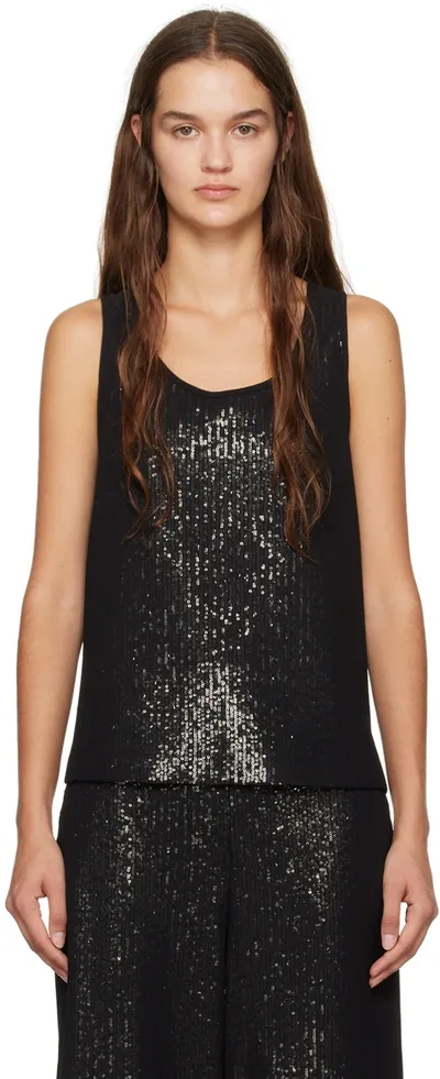 Max Mara Pistoia Sequin Scoop-neck Tank Top In Black