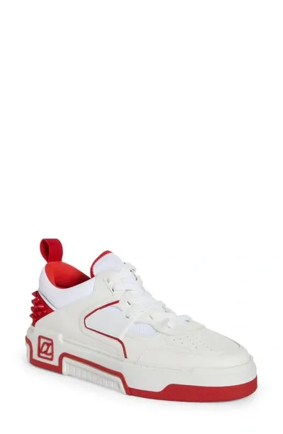 Christian Louboutin Astroloubi Studded Leather Low-top Trainers In White Loubi