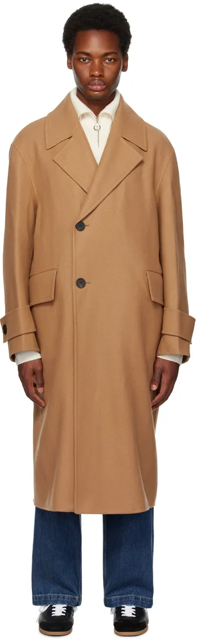 Solid Homme Beige Button Coat In 112e Beige