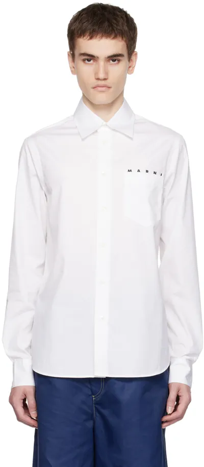 Marni White Printed Shirt In Low01 Lily White.