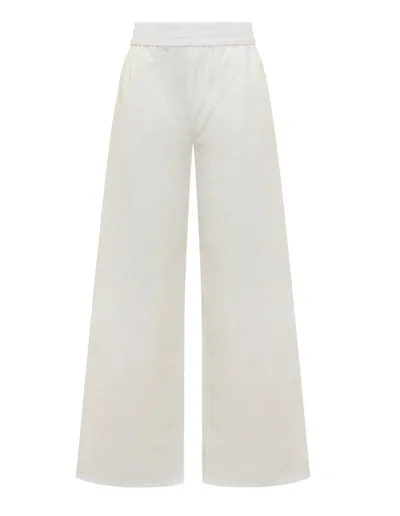 Dsquared2 Logo Patch Wide Leg Trousers In White