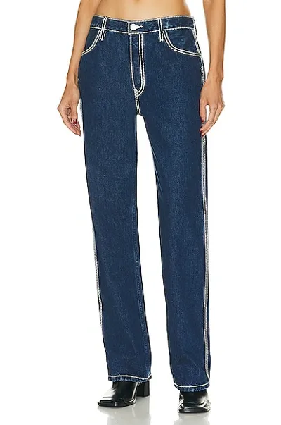 Re/done High-rise Wide-leg Jeans In Chunky Stitch Indigo