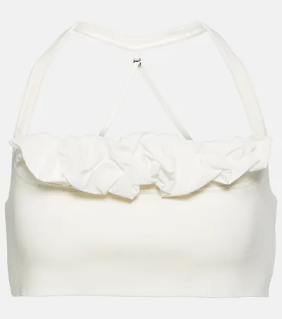 Jacquemus Le Bandeau Frivolli Ruffled Bra Top In Off White