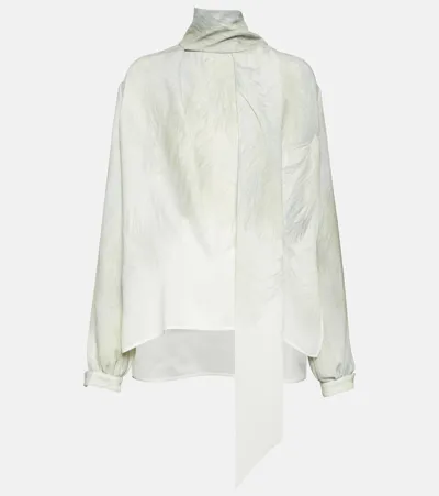 Victoria Beckham Scarf Satin Blouse In White