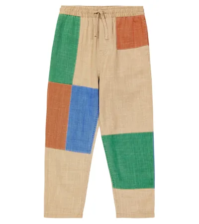 Stella Mccartney Kids' Patchwork Cotton Jersey Sweatpants In 114 Beige