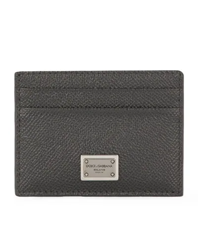 Dolce & Gabbana Leather Dauphine Card Holder In Gunmetal