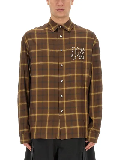 Palm Angels Monogram Shirt In Brown