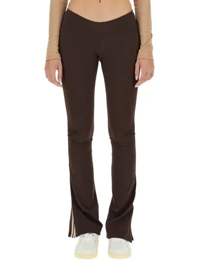 Palm Angels Heartshape Mid-rise Flared Leggings In Brown