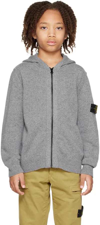 Stone Island Junior Kids Gray 508z1 Hoodie In V0067 - Blue Grey