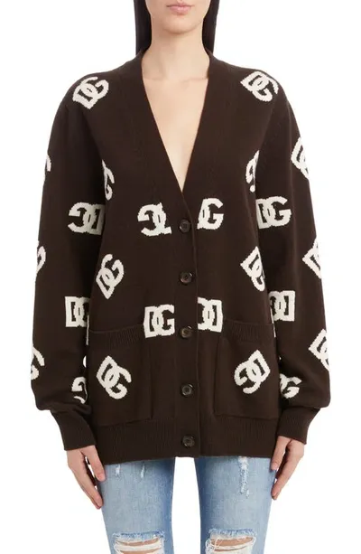 Dolce & Gabbana Logo Virgin Wool Cardigan In Multicolor