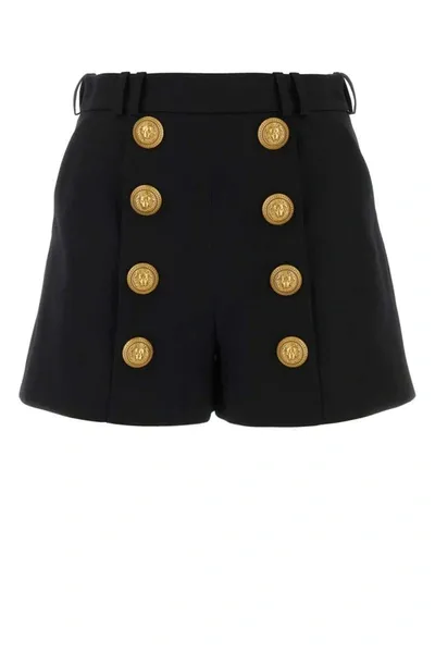 Balmain Button Embellished Shorts In Black