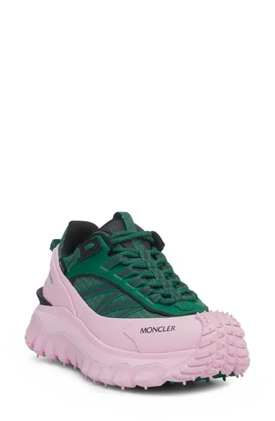 Moncler 45mm Trailgrip Gtx Leather Sneakers In Green