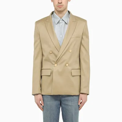 Valentino Double Breast Satin Blazer In Cream