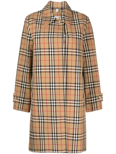 Burberry Plaid-check Pattern Jacket In Beige