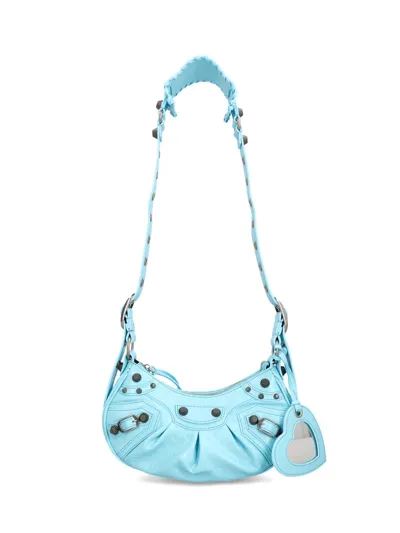 Balenciaga Xs Le Cagole Zipped Shoulder Bag In Light Blue