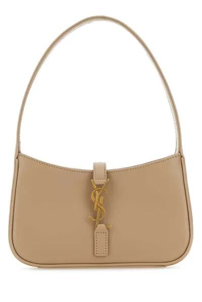 Saint Laurent Beige Le 5 7 Mini Shoulder Bag In Brown