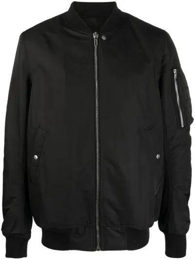 Rick Owens Zipped Bomber Jacket In 09 Black