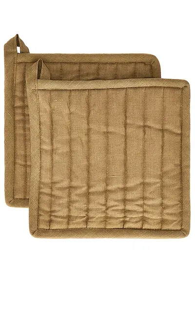 Hawkins New York Simple Linen Pot Holder In Olive