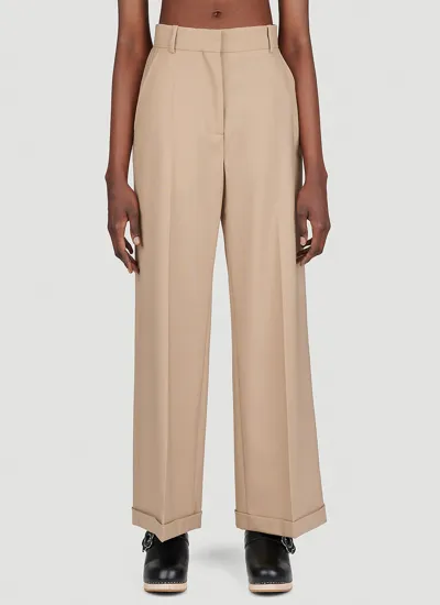 Kenzo High-waisted Virgin-wool Trousers In Neutrals