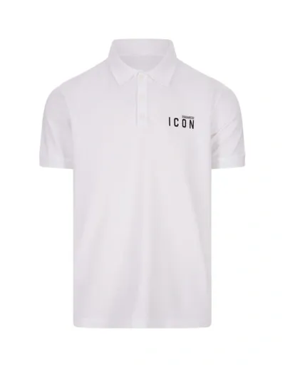 Dsquared2 Be Icon Dyed Tennis Polo In White