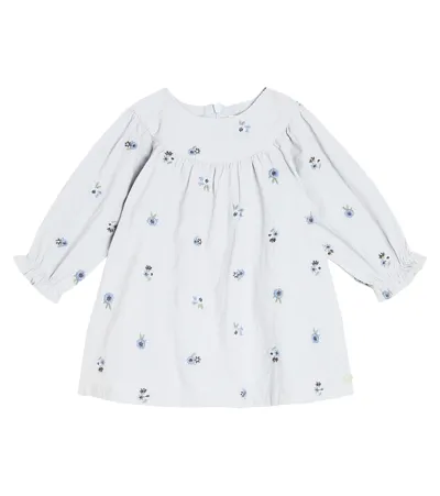 Tartine Et Chocolat Baby Embroidered Cotton Corduroy Dress In Blue