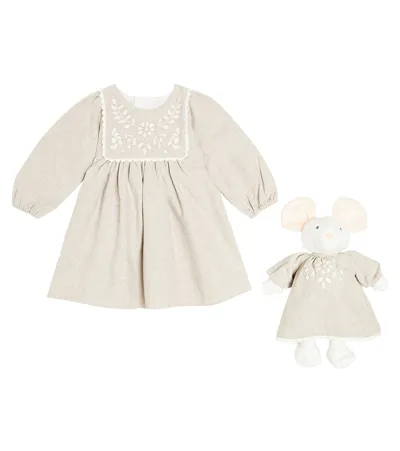 Chloé Babies' Floral-embroidered Cotton Gift Set In Neutrals