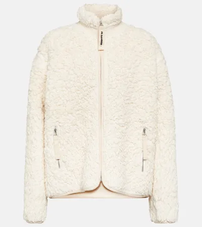 Jil Sander Faux Shearling Zip-front Jacket In Cream