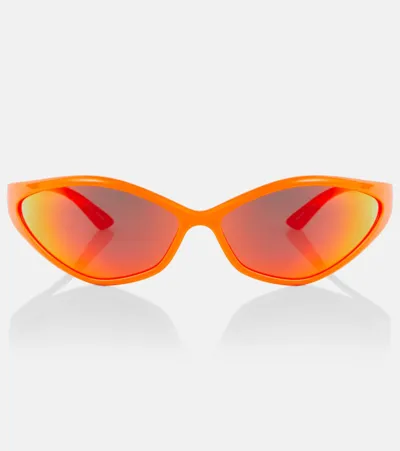 Balenciaga 0285s 90s Oval Acetate Sunglasses In Fluo Orang