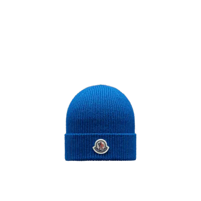 Moncler Collection Wool Beanie Blue In Bleu