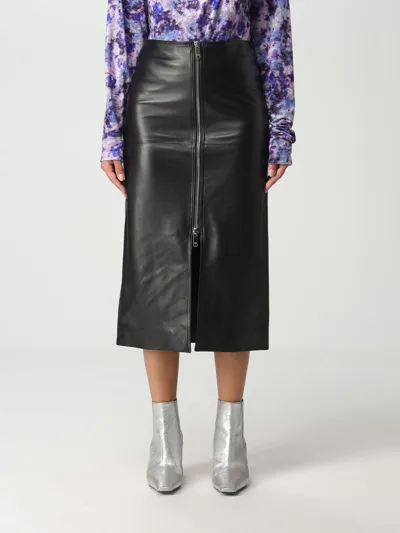 Isabel Marant Leather Ediaz Midi Skirt In Black