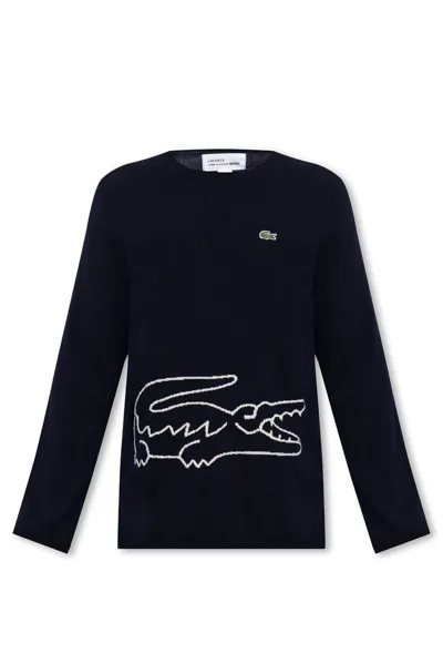 Comme Des Garçons Shirt X Lacoste Logo Patch Knitted Jumper In Navy