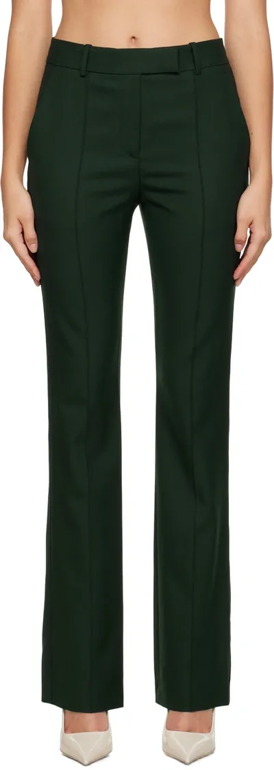 Helmut Lang Stretch-wool Cigarette Pants In Evergreen