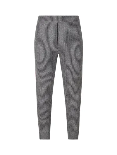 Gucci Web-stripe Ribbed-knit Drawstring Track Pants In Grey