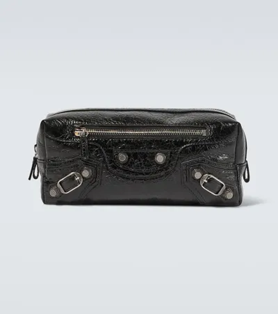 Balenciaga Le Cagole Leather Toiletry Bag In Black