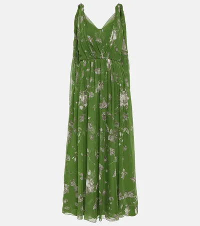 Erdem Floral-print Silk-georgette Gown In Green