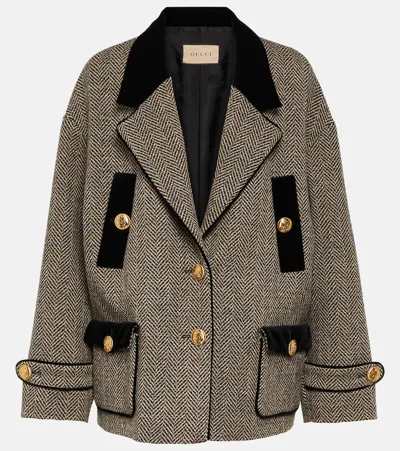 Gucci Woman Grey Coats In Gray