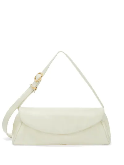 Jil Sander Cannolo Grande Leather Bag In White